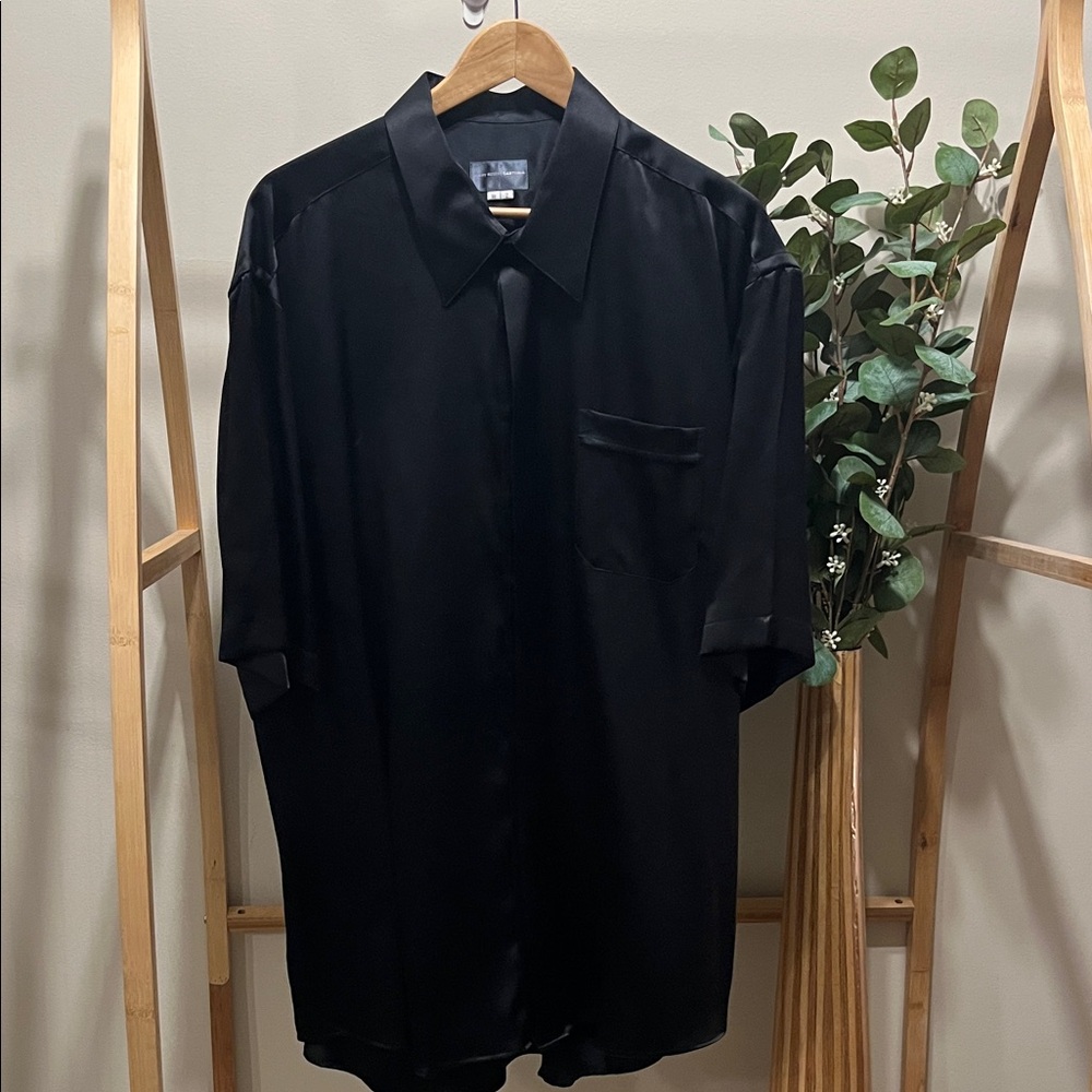 Harry Rosen Sartorial Black Satin Button-Up Shirt